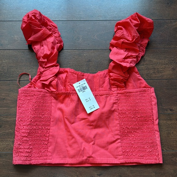 Abercrombie & Fitch Poplin Scrunch Strap Set Top (Red) - Picture 5 of 6